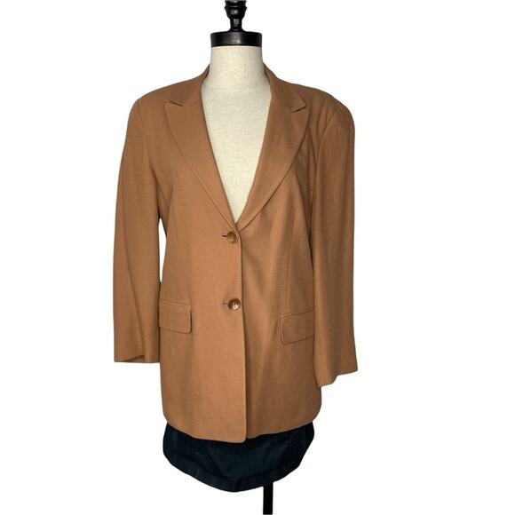 Zanella Cotton Linen Blazer Tan 2 Button 8 EUC Made in Italy - Picture 1 of 10